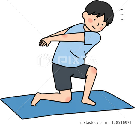 man on exercise mat man on exercise mat 128516971