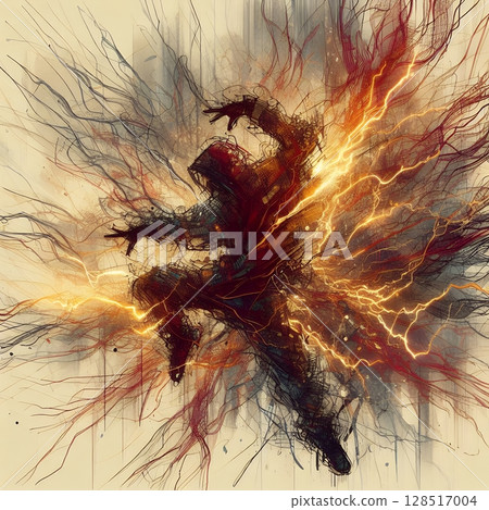Dynamic Abstract Dancers in Energetic Urban Motion in Electric Ink Explosion with Generative AI. Dynamic Abstract Dancers in Energetic Urban Motion in Electric Ink Explosion with Generative AI. 128517004