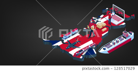 UK Logistics and Supply Chain Illustration 128517029
