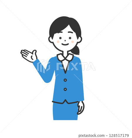一位穿著西裝的女士用手指著的插圖 一位穿著西裝的女士用手指著的插圖 128517179