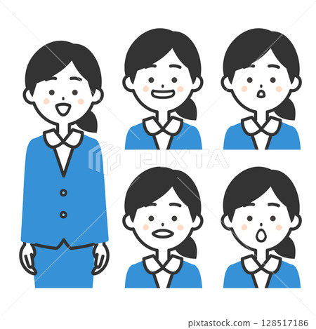 一位身穿西裝、嘴巴形像日字母的女士的插圖 128517186