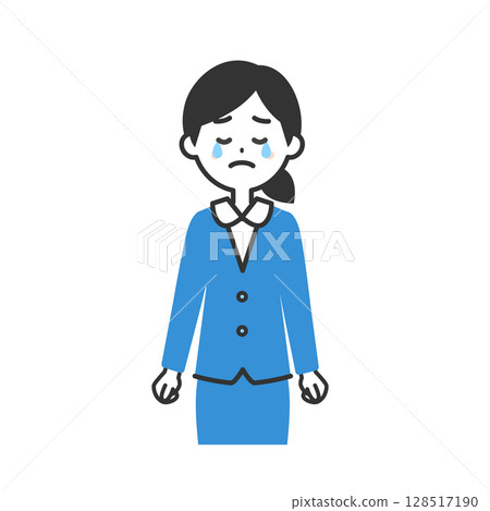 一位穿著西裝的女人哭泣的插圖 一位穿著西裝的女人哭泣的插圖 128517190