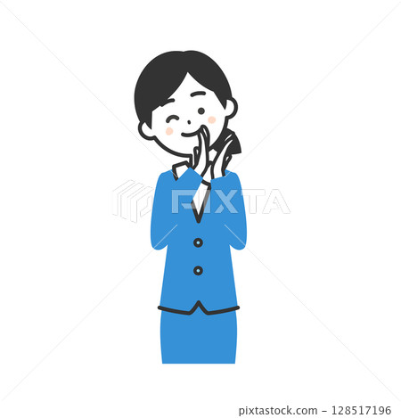 一位身穿西裝的女士微笑著鼓掌的插圖 128517196