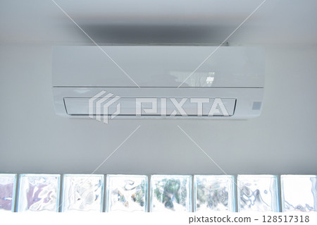 white air conditioner on wall, electricity object in home white air conditioner on wall, electricity object in home 128517318