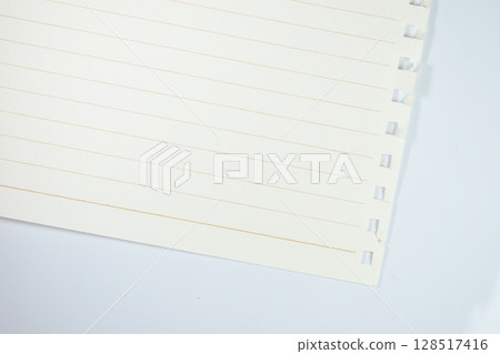 line paper texture isolated on white background,  blank sheet notebook 128517416