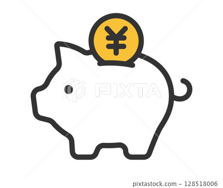 Pig money box and yen coin icon illustration | Vector Pig money box and yen coin icon illustration | Vector 128518006