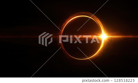 sun with lens flare and bokeh effect, abstract space background. 128518223