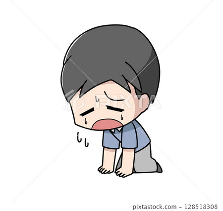 一名男子坐下來感覺很累的插圖 128518308