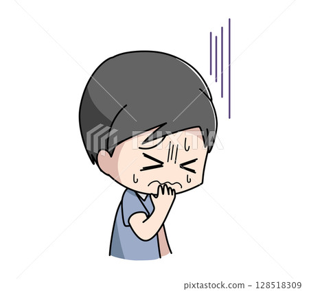 一名男子感到噁心的插圖 128518309