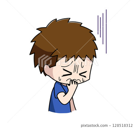一個男孩感到噁心的插圖 128518312