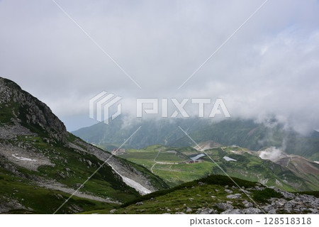 Summer scenery of Mt. Oyama, Murodo, Mt. Tateyama Summer scenery of Mt. Oyama, Murodo, Mt. Tateyama 128518318