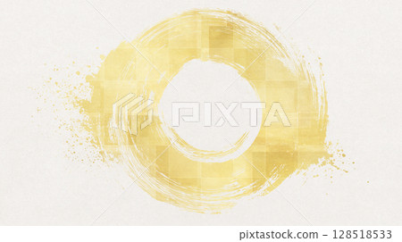 Japanese-style background material: Artistic material drawn with a brush 128518533