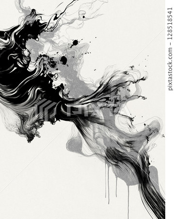 Japanese-style background material: Artistic material drawn with a brush 128518541