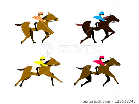 Set of racing horses 128518745