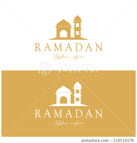 Ramadan Mubarak logo with lantern elements, crescent moon and star mosque building, Islamic calligraphy pattern, for business, architecture, Muslims, Eid, Eid cards, Islamic education Ramadan Mubarak logo with lantern elements, crescent moon and star mosque building, Islamic calligraphy pattern, for business, architecture, Muslims, Eid, Eid cards, Islamic education 128519176