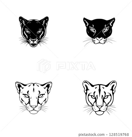 Puma head set logo icon vector illustrator template 128519768