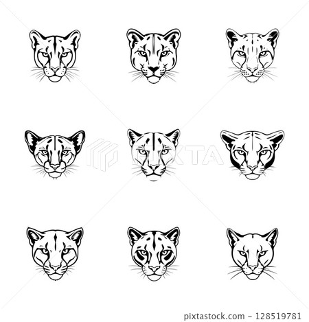 Puma head set logo icon vector illustrator template Puma head set logo icon vector illustrator template 128519781