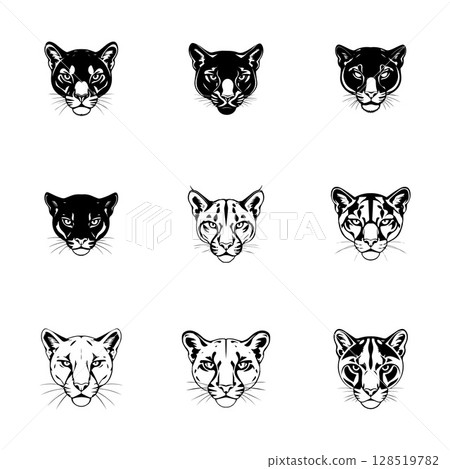 Puma head set logo icon vector illustrator template 128519782