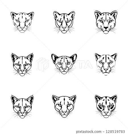 Puma head set logo icon vector illustrator template 128519783