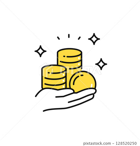 Simple vector icon illustration of hand holding coin 128520250
