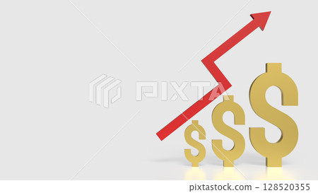 The Gold Dollar and Arrow up for Business concept 3d Rendering. 128520355