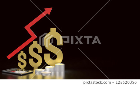 The Gold Dollar and Arrow up for Business concept 3d Rendering. 128520356