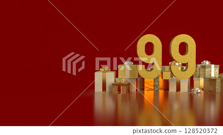 The Gift box  and Number for 9.9 promotion or business concept 3d Rendering. 128520372