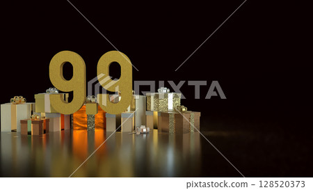 The Gift box  and Number for 9.9 promotion or business concept 3d Rendering. 128520373