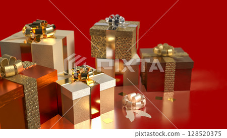 The Gold gift box for celebration or marketing concept 3d Rendering. 128520375