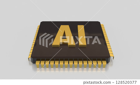 The Gold AI on  IC  for Technology concept 3d Rendering. 128520377