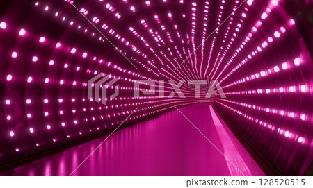 Tunnel road magenta light lamp twingkling on festival visual neon effect fantastic 128520515
