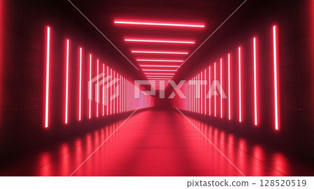 Tunnel road red light lamp twingkling on festival visual neon effect fantastic 128520519