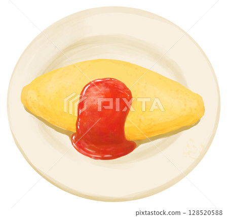 煎蛋捲飯的插圖 128520588