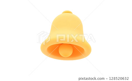 A yellow bell icon, rendered in 3D, transparent background, conveying a tech notification theme 128520632