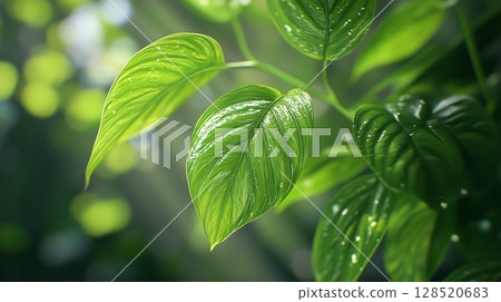 Closeup detail green betel leaves foliage botanical garden 128520683