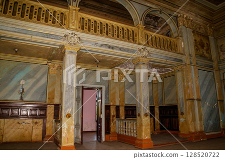 Interior of old abandoned Sharovka palace, also known as Sugar Palace in Kharkov region, Ukraine 128520722