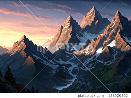 景觀：阿爾卑斯山脈 128520862