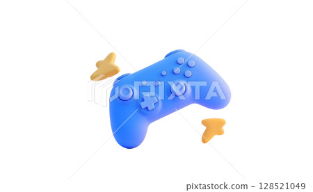 3D icon of a blue controller adorned with...-插圖素材 [128521049] - PIXTA圖庫