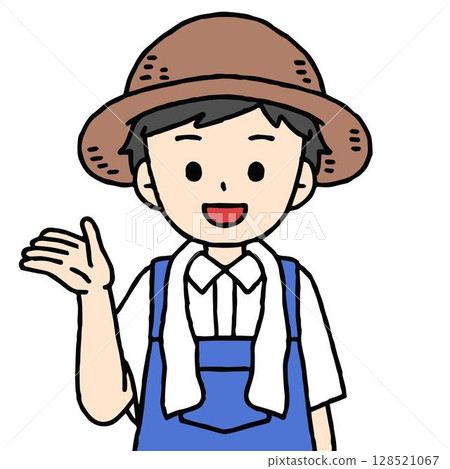 A male farmer is showing us around 128521067