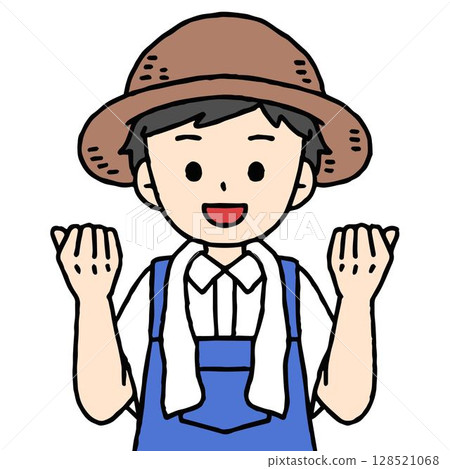 A male farmer is doing a fist pump 128521068