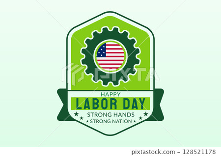 Happy Labor Day Green Gear Emblem Happy Labor Day Green Gear Emblem 128521178