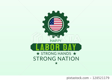 Happy Labor Day Green Gear USA Emblem 128521179
