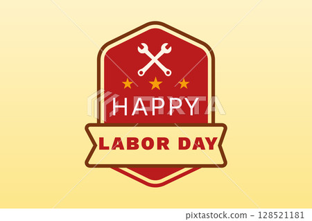 Labor Day Badge With Tools Emblem 128521181