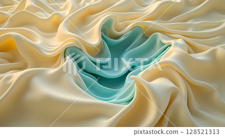 Abstract silk waves with gentle color gradients create a smooth soothing texture generating an elegant visual of harmonious blending and beautiful textile design 128521313