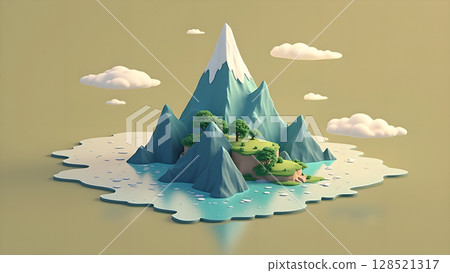 Stylized Isometric Landscape Featuring Snow-Capped Mountains Lush Greenery Islands and Serene Waters a Nature-Inspired Scene Depicting Natural Beauty in a Minimalistic Style Stylized Isometric Landscape Featuring Snow-Capped Mountains Lush Greenery Islands and Serene Waters a Nature-Inspired Scene Depicting Natural Beauty in a Minimalistic Style 128521317