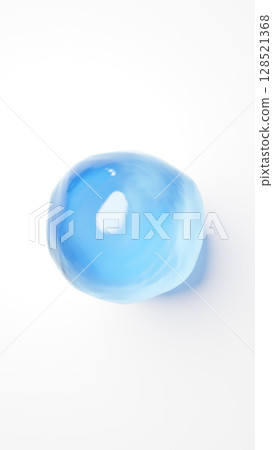 Blue liquid on a white background. Drops of water. 3D image. (Portrait) Blue liquid on a white background. Drops of water. 3D image. (Portrait) 128521368