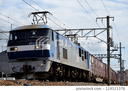 EF210-105 container freight train running on the Tokaido Main Line 128521376