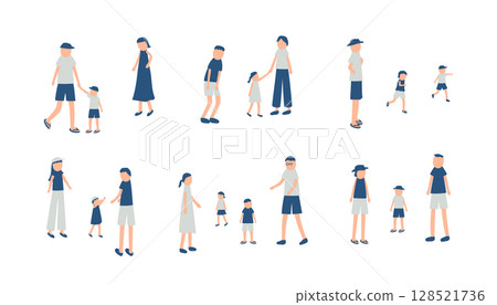 Illustration set of family spending summer 128521736