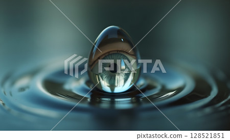 Intricate interplay of a human eye reflected within a water droplet creating mesmerizing ripples with artistic expression and ethereal beauty Intricate interplay of a human eye reflected within a water droplet creating mesmerizing ripples with artistic expression and ethereal beauty 128521851
