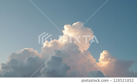 Serene cumulus clouds float gracefully against a tranquil light blue sky, evoking a sense of peace and spaciousness on a beautiful sunny day atmosphere Serene cumulus clouds float gracefully against a tranquil light blue sky, evoking a sense of peace and spaciousness on a beautiful sunny day atmosphere 128521852